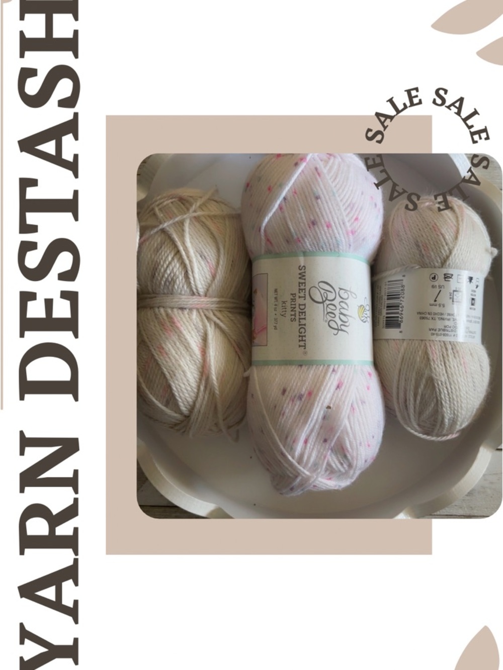 Sweet Delight Speckled Baby Yarn - Soft Cream/Pink